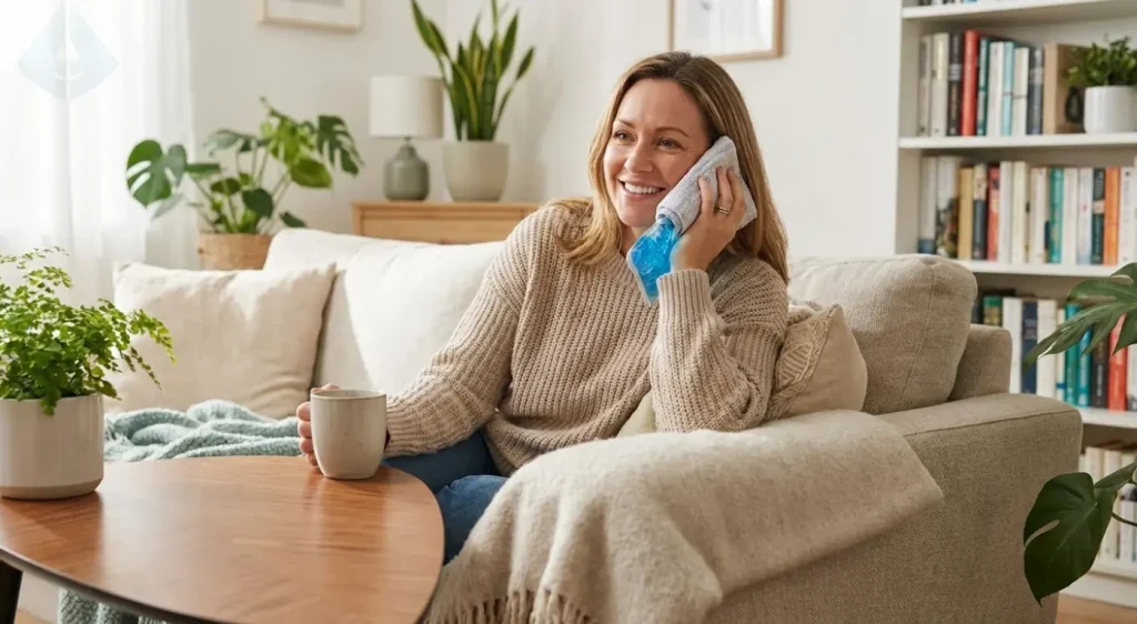 Adult patient recovering comfortably after impacted wisdom teeth extraction in adults NJ.