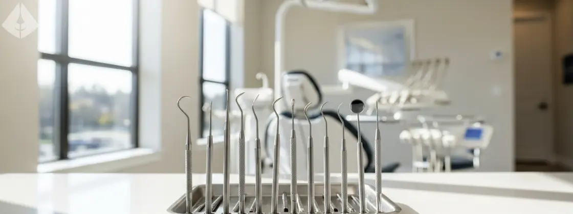 specialized tools for professional dental implant maintenance on a tray