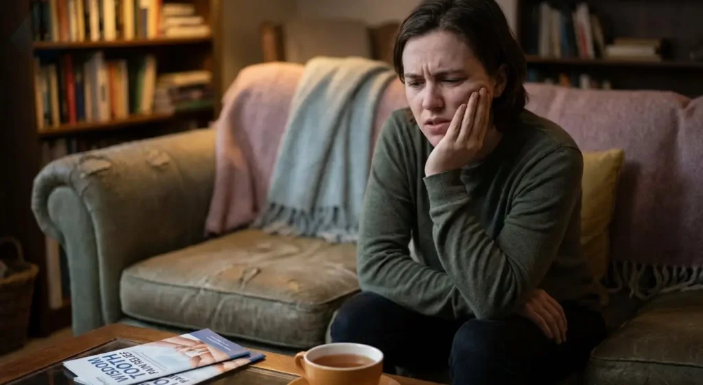 Young adult suffering from jaw pain indicating need for dry socket treatment